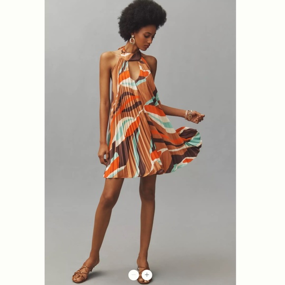 Anthropologie Hutch Halter Pleated Swing Mini Dress - Picture 2 of 4